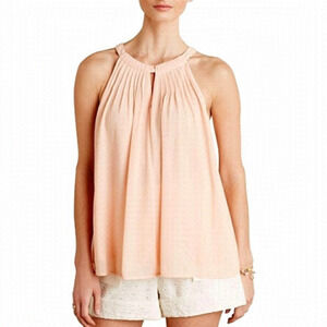 ANTHROPOLOGIE Sunday in Brooklyn Pin Tucked Flowing Halter Swing Tank Top Blouse